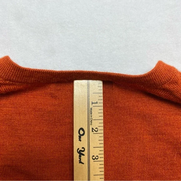 Banana Republic Extra Fine Italian Merino Sweater Men's L Burnt Orange Wool - Picture 11 of 12